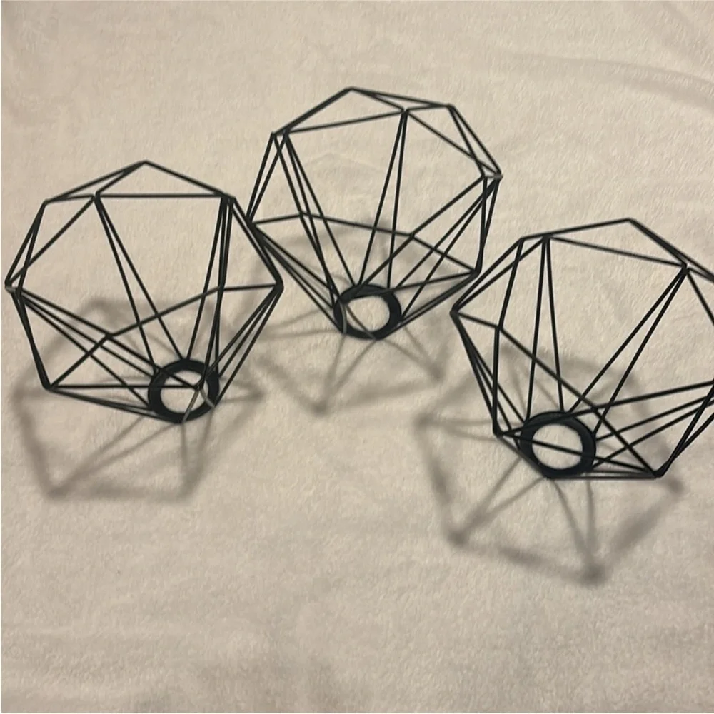 FAYMART 8.31-in x 8-in Geometric Matte Black Pendant Light Shade set of 3